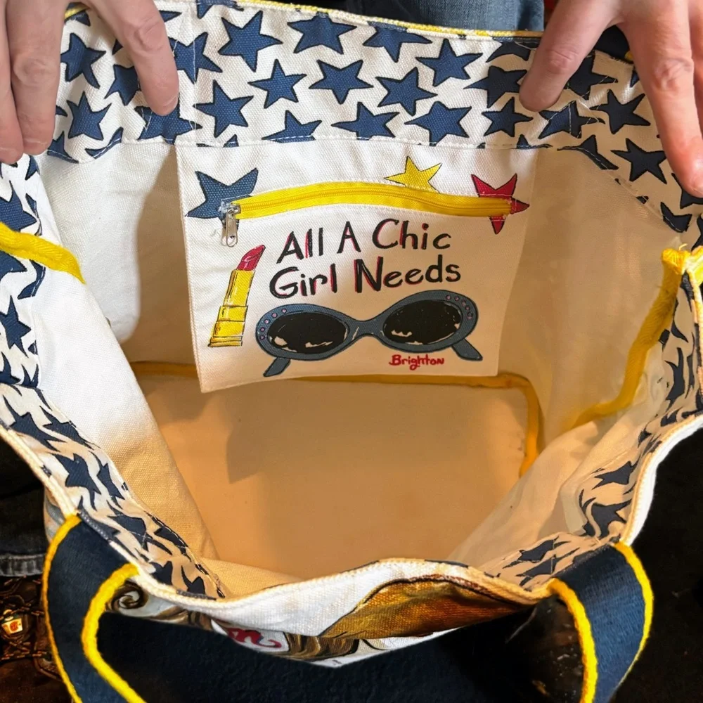 Brighton Canvas Tote Bag Chic Ahoy Nautical Theme Bag Shoulder Hand Painted - Picture 11 of 16